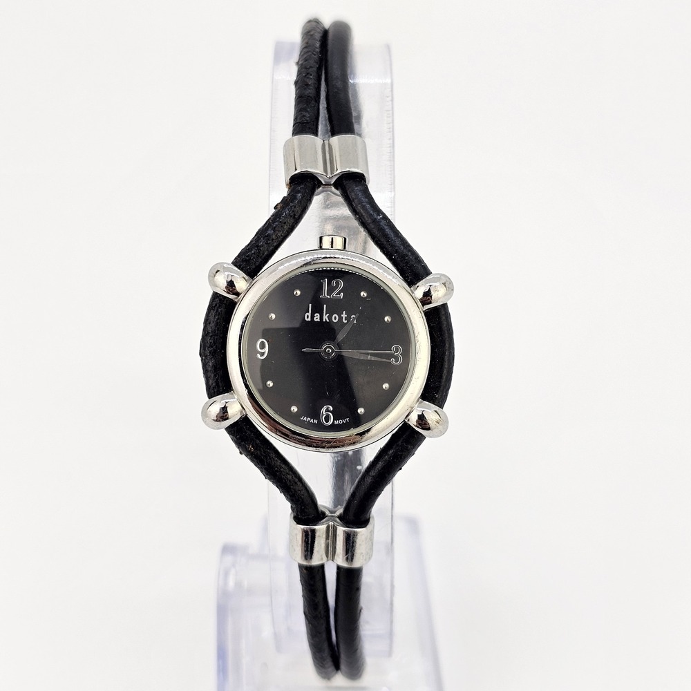 Dakota Women's Watch 22MM Black Dial Black‎ Leather Bands 8" New Battery
